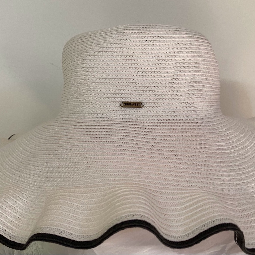 Nine West Ruffled Brim Straw Hat